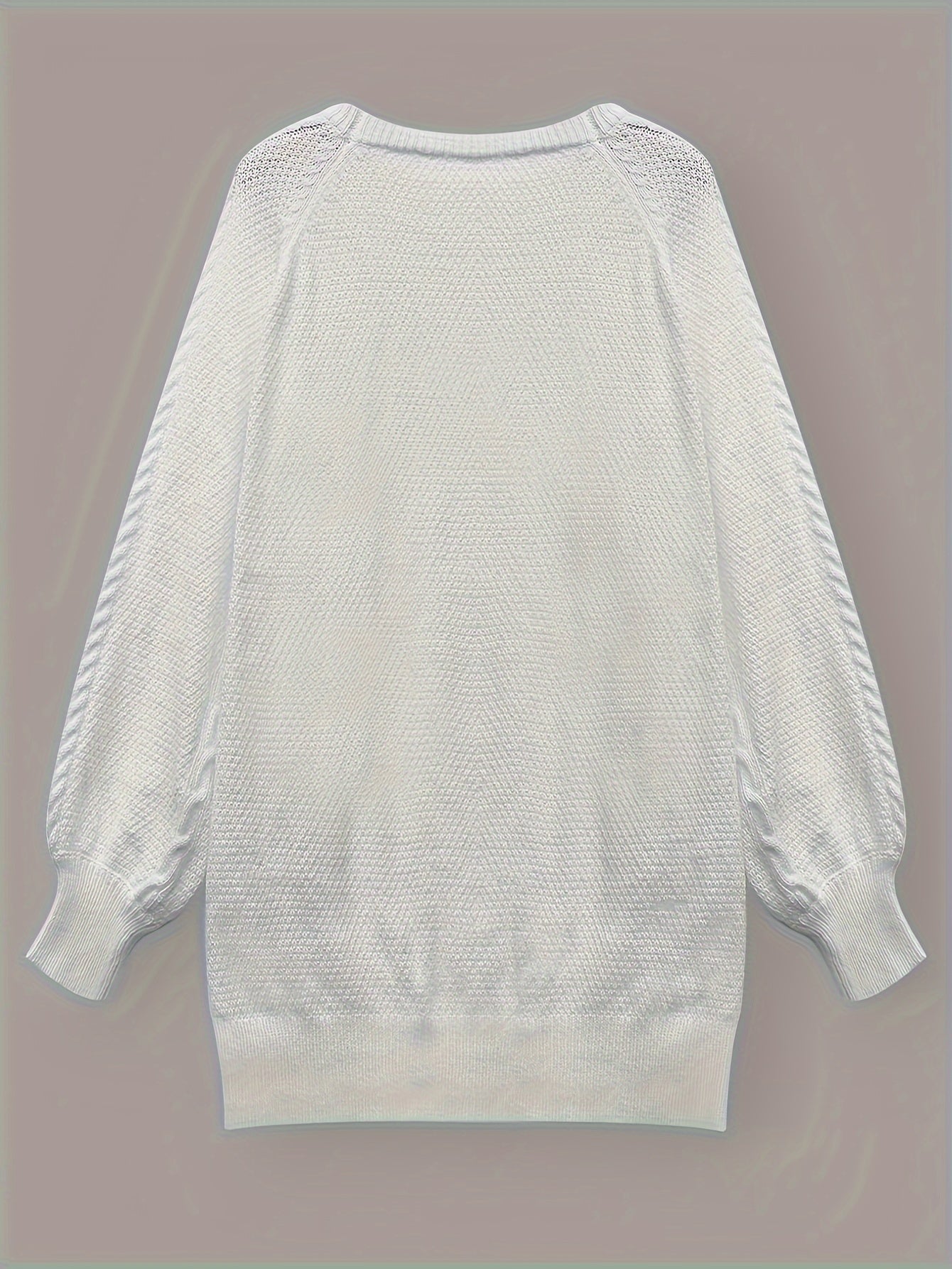 Plus Size Cable Knit Sweater Dress, Casual Chunky Knit Lantern Sleeve Jumper ForCasual Wear Women's Plus Size Clothing