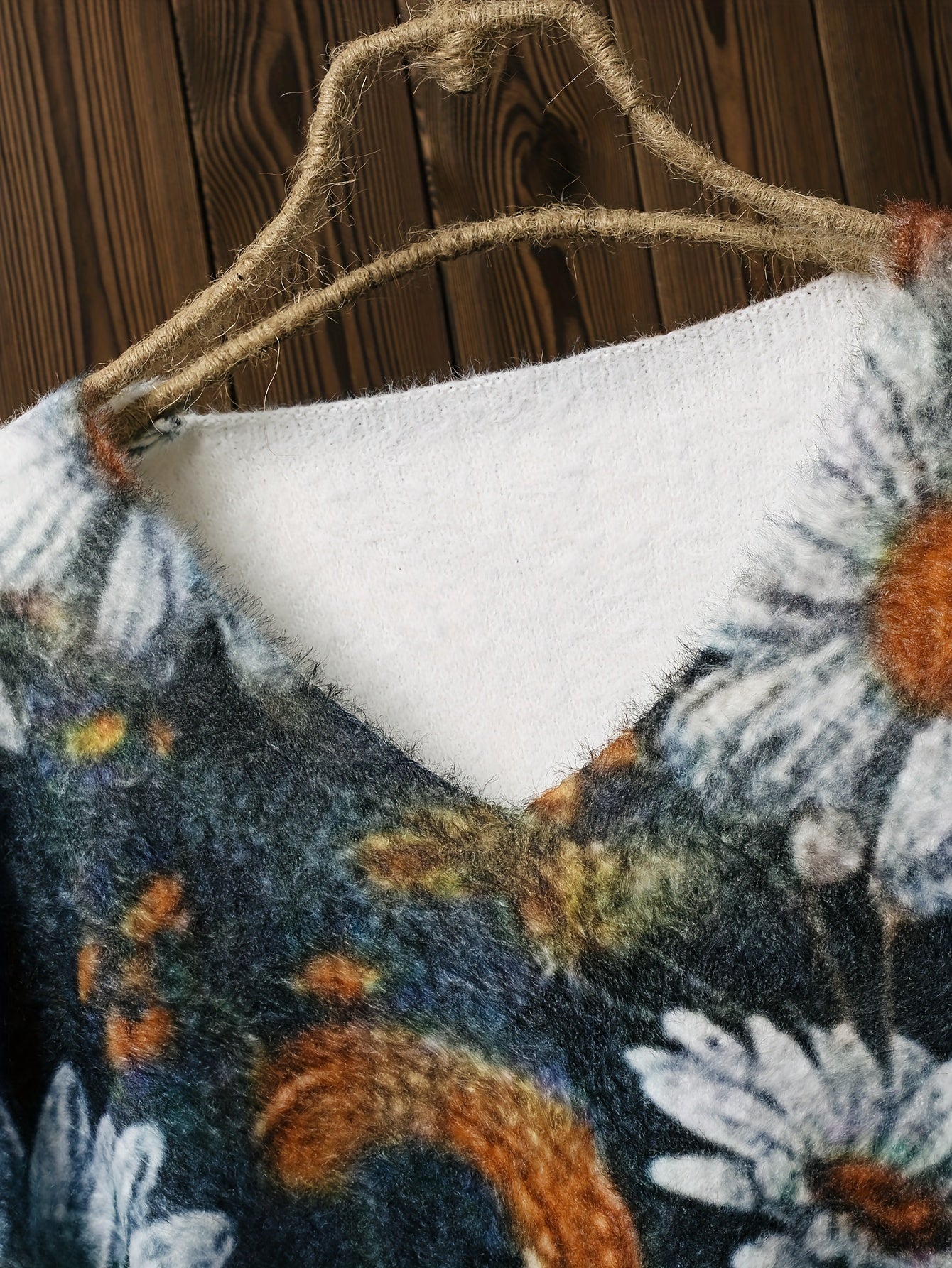 Plus Size Autumn And Winter Women's Clothing, Mink Fur Halloween Oversized Pumpkin Warm Sweater, Full Print V-neck Short Knitted Set
