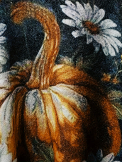 Plus Size Autumn And Winter Women's Clothing, Mink Fur Halloween Oversized Pumpkin Warm Sweater, Full Print V-neck Short Knitted Set